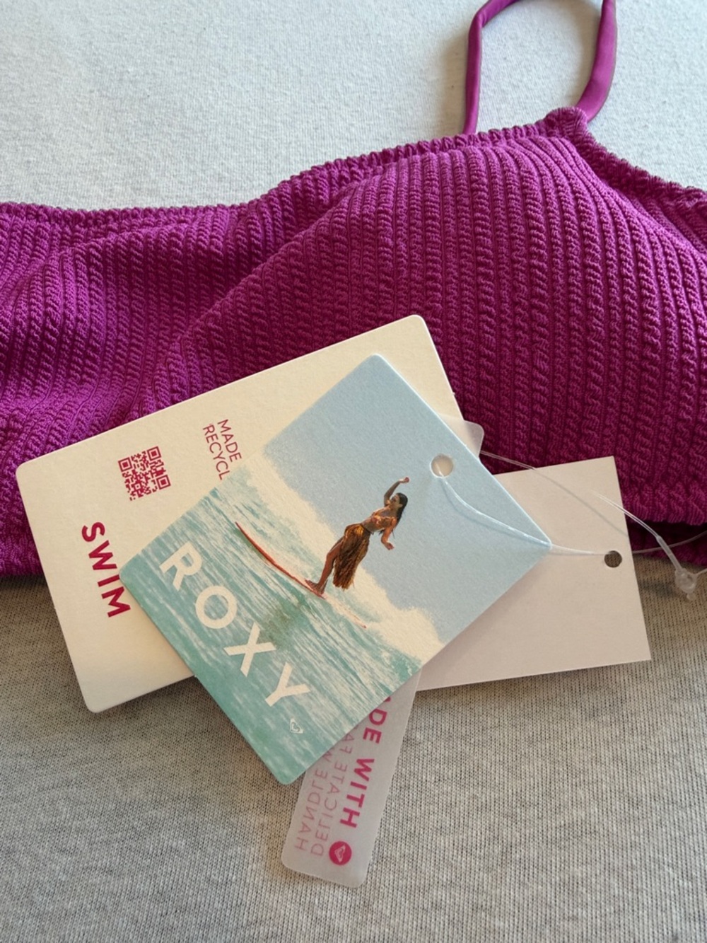 Roxy Women's Magenta Ribbed Bikini Top - Roxy - Picture 2 of 4